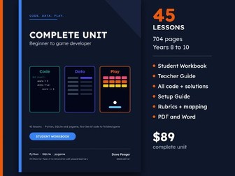 Code. Data. Play. A complete coding unit