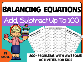 Balancing Equations / Equal Equation/ Adding & Subtraction within 100 worksheets