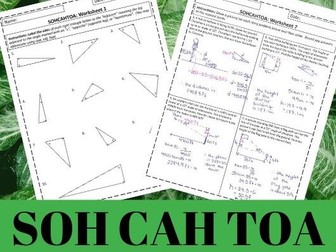 SOH CAH TOA - 7 Worksheet Set - Answers Included