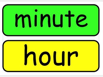 Time vocabulary, KS 1 & 2, working wall or classroom display.