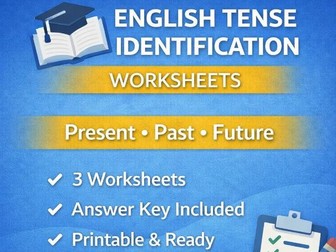 3 English Tense Identification Worksheets (Present, Past & Future)