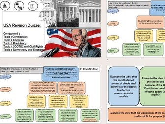 USA Politics Revision Quizzes and Essay Plans
