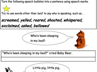 KS1 Speech Marks Activity with Challenge