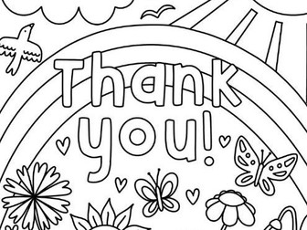 Thank you card colouring templates