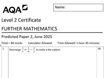 AQA Level 2 Further Maths Predicted Paper 2025