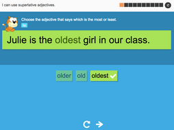 I can use superlative adjectives - Interactive Activity - Year 3 Spag