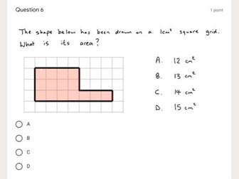 Multiple Choice Area and Perimeter of Rectangles Google Form