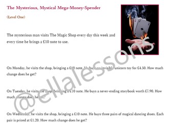 The Mysterious Man and the Magic Shop - KS2 Money, Finding Change from £10 and £20