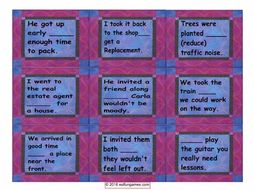 Infinitives of Purpose Card Game 4 Pages = 36 Cards
