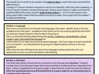 Unseen Poetry - Structure Strip (AQA Literature Paper 2)