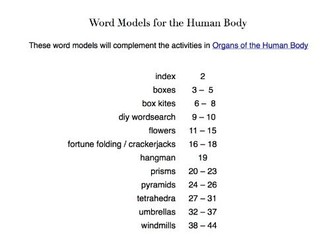 Word models to familiarise pupils with the organs of the human body