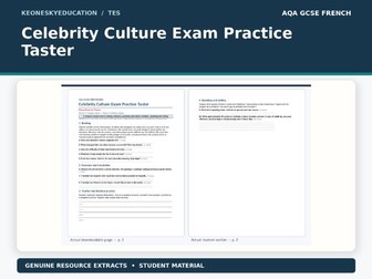 AQA GCSE French 8652 - Celebrity Culture Exam Practice Taster