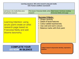 GCSE Art and Design 'Human Condition powerpoint wet portraiture artists