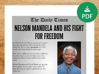 Nelson Mandela Comprehension Worksheet