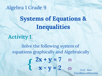 Algebra 1 Grade 9 Systems of Equations & Inequalities