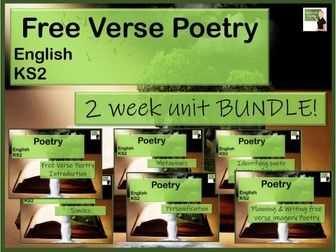 English- Free Verse/ Imagery poetry BUNDLE complete teaching sequence