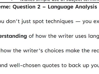 English Lang P1 Q2 AQA Student mark scheme