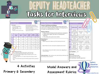 x4 Deputy Headteacher Interview Tasks with Model Answers/Rubric - Assistant Headteacher, SLT