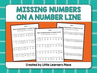 Missing Numbers on a Number Line Worksheets | Counting to 10 and 20