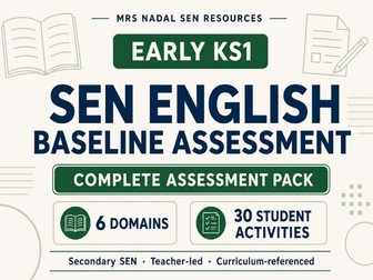 Early KS1 SEN English Baseline Assessment | 6 Domains | Secondary SEN
