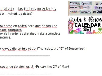 Las fechas mezcladas, hoja de trabajo