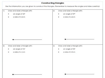 Year 5 / 6 - Constructing triangles from angles and measures - Differentiated worksheets