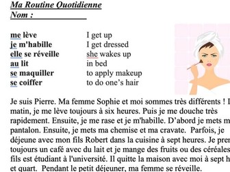 La Routine Quotidienne Lecture en Français - Daily Routines French Reading