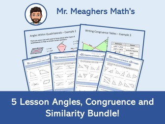 5 Lesson Angles, Congruence and Similarity Bundle!