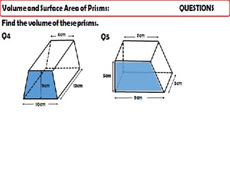 Prisms: Volume and Surface Areas