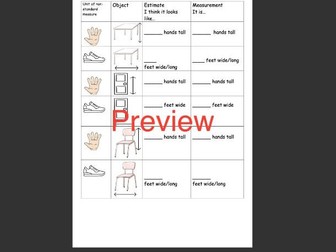 Non-standard units of measure classroom hunt