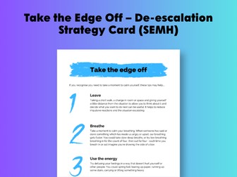 Take the Edge Off – De-escalation Strategy Card (SEMH)