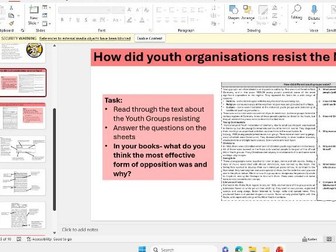 OCR B GCSE History lesson 8- youth resistance, Edelweiss Pirates