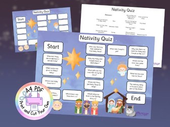 Printable Game Nativity Christmas Quiz Board Game KS1 PDF
