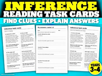 Inference Reading Task Cards Years 3-4 | Find Clues and Explain Answers