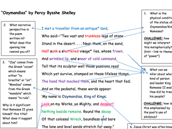 GCSE Poetry Anthology Analysis Worksheets