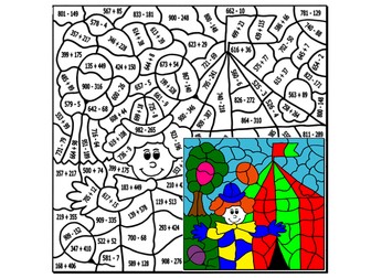 Addition and Subtraction to 999 Colouring Puzzle by Arithmetints
