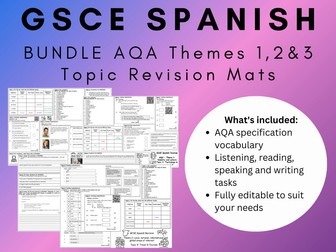 GCSE Spanish (AQA ) Topic Revision Mats BUNDLE