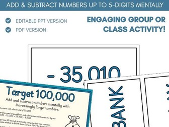 Add & Subtract Numbers Mentally | Team Group Card Activity | Four Operations