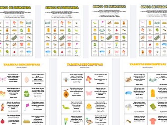 Bingo de Primavera Spanish Listening Activity con descripciones largas