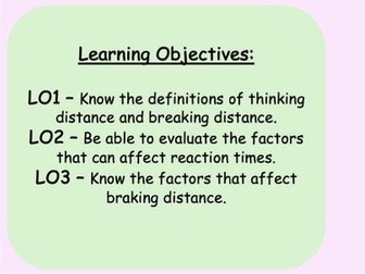 GCSE Physics - Stopping Distances