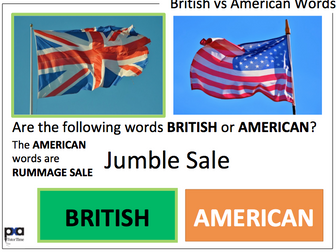 British Vs American Words - Literacy Activity