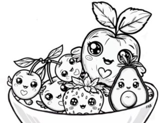 Healthy fruit colouring pages