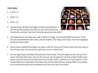 Chocolate Division Word Problems Year 5