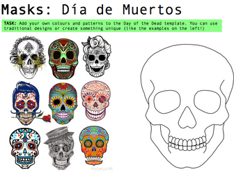 Art & Design - Cultural Masks Worksheets - DAY OF THE DEAD