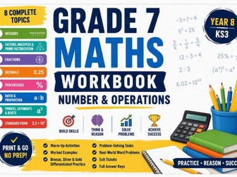 Year 7 Maths Workbook | Number & Operations | 8 Topics | Worksheets & Answer Keys