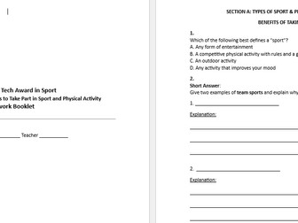 BTEC Sport Tech Award Component 1 Homework/Curriculum  Booklet and mark Scheme