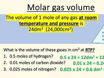 Molar gas volumes KS4 lesson powerpoint