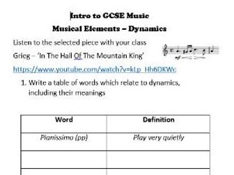 Exploring Elements - GCSE Music Introduction SoW