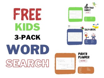 Free 3-Pack Word Search For Kids + Solutions