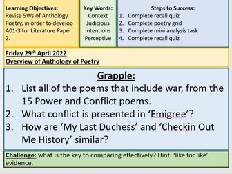 Power and Conflict Poetry with Unseen Poetry